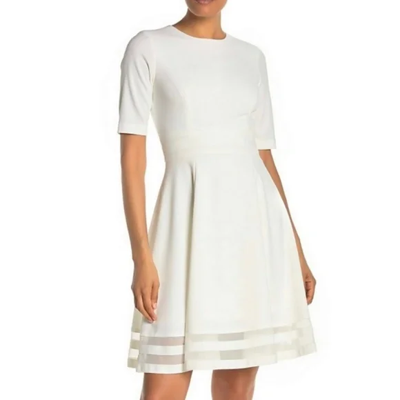 Calvin Klein | Dresses | Calvin Klein Illusion Trim Fit Flare Dress | Poshmark Calvin Klein | Dresses | Calvin Klein Illusion Trim Fit Flare Dress | Poshmark